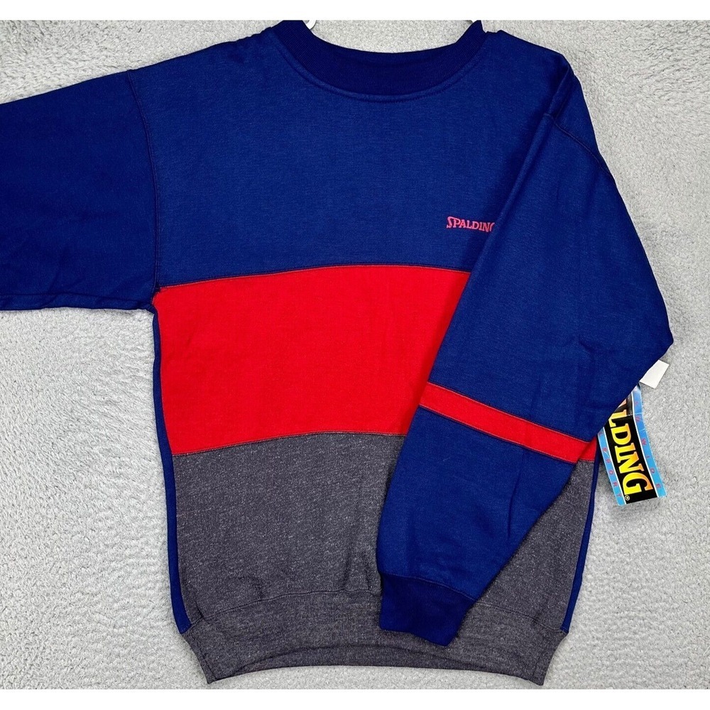 Spalding Sweater Mens Small VINTAGE Colorblock Crew Neck Mens NEW